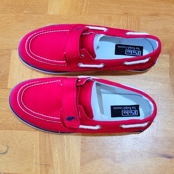 NWOT POLO Ralph Lauren Canvas Slip On EZ Strap w/ Velcro Closure Boat Shoe - Picture 3 of 11